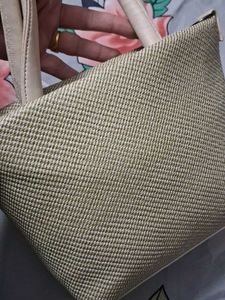 Stylish Tan Woven Handbag