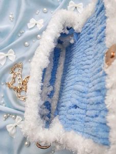Soft Blue &amp; White Plush Clutch