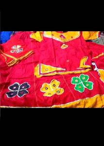 Vibrant Red &amp; Yellow Lehenga Choli Set