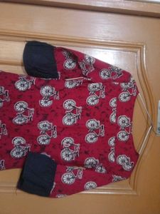 Maroon Kurta with Bicycle Print