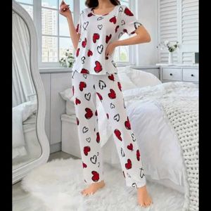 Cozy Heart Print Pajama Set