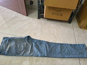 Light Blue Distressed Denim Jeans Mens