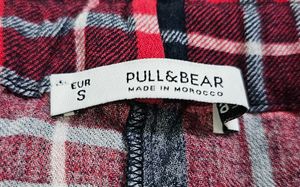 Pull&amp;Bear Plaid Off-Shoulder Cropped Blouse