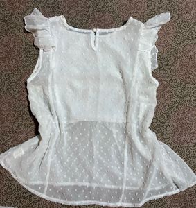 Embroidered White Peplum Top