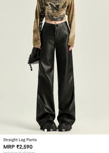Black Faux Leather Straight Leg Pants