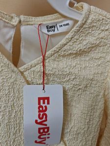 New Cute Yellow Textured Dress