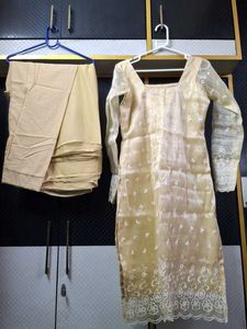 Elegant Tan Embroidered Kurta Set
