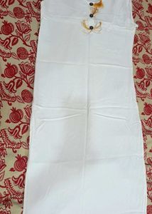 Yellow &amp; White Straight Kurti with Shrug | M Size