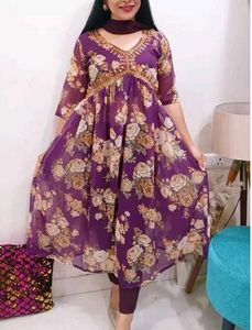 Floral Print Anarkali Suit