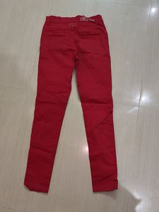 Vibrant Red Slim Fit Pants