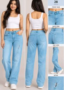 Light Wash Distressed Wide Leg Jeans