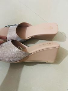New Chic Nude Wedge Slides