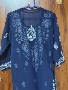 Embroidered Blue Chiffon Blouse