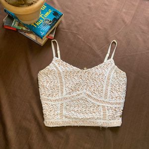 Lace embroidered beige top from Westside