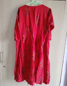 Red Floral Print Kurta Pant Set✨