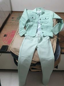 Mint Green Denim Jacket & Jeans Set