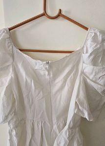 Chic White Puff Sleeve Peplum Top