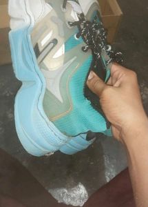 Trendy Teal sky-blue &amp; White Chunky Sneakers