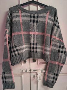 Plaid Cropped Sweater
