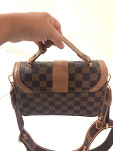 Stylish Brown Checkered Crossbody Bag
