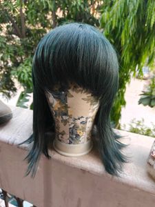 Dark green black cosplay Wig