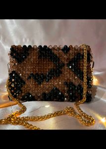 Beaded Leopard Print Clutch Bag