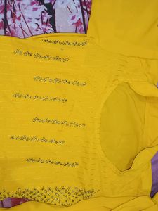 Yellow Embellished Kurti Set