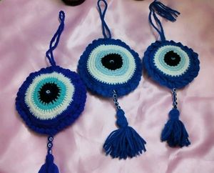 Crocheted Evil Eye for Home Decor or Car Dashboard