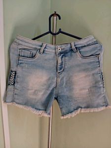 Denim Shorts with Braided Detail