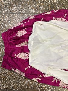 Elegant White Top &amp; Magenta Skirt Set