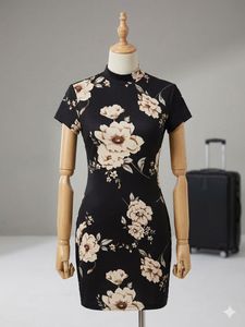 Floral Print Mock Neck Mini Dress