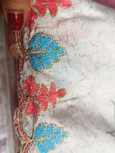Elegant Floral Print with cut work embroidery Sare