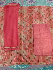 Beautiful Embroidered Peach Cotton Suit