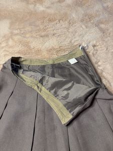 Pleated Grey A-Line Skirt