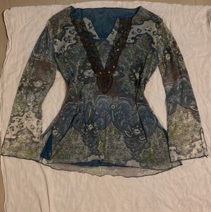 Boho-inspired Embellished Tunic Top
