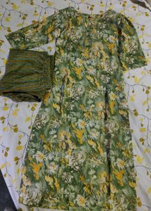 Green cotton kurta Pant set
