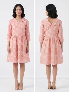 zink London pink floral knee length midi
