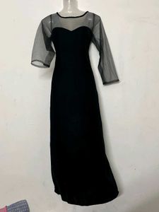 pinteresty Elegant Black Velvet Evening Dress