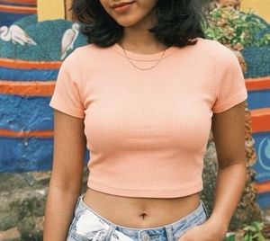 Ribbed Peach T-Shirt