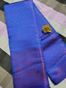 Royal Blue Silk Saree with Intricate Weave