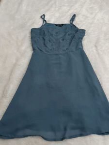 Chic Blue Spaghetti Strap Dress