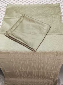 unstitched 2piece Chikankari satin silk set