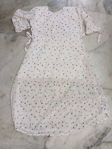 Chic White Heart Print Midi Dress