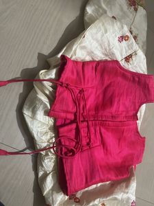 Beautiful Pink &amp; Ivory Floral Lehenga Set with Dup