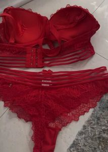 Stunning Red Lace Bra and Panty Set