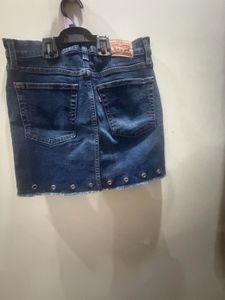 Levi’s Blue Denim Mini Skirt with Grommets