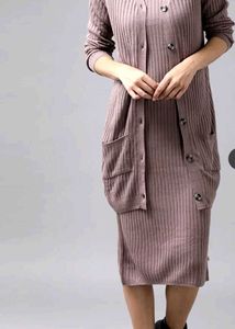 Women's winter Mauve 2 piece Midi Dress