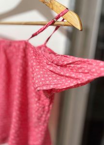 Abercrombie &amp; Fitch Pink Floral Cold Shoulder Top