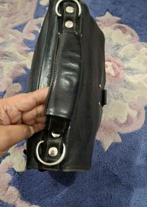 Classic Black Leather Satchel Bag
