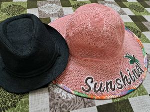 Stylish Pink & Black Hats Set